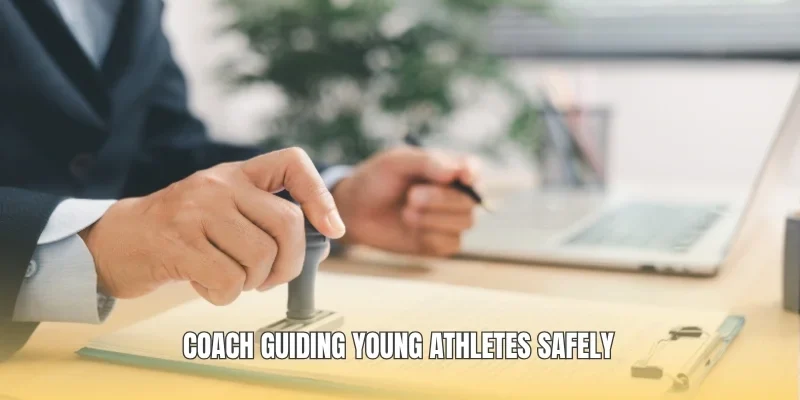 Coach guiding young athletes safely