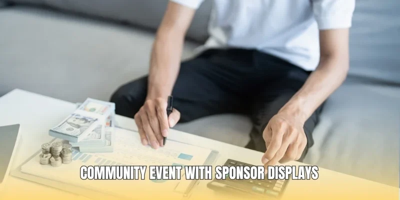 Community event with sponsor displays