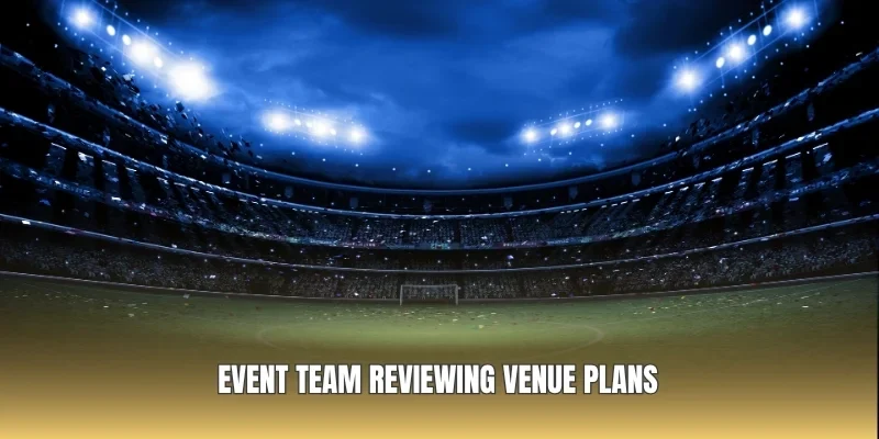 Event team reviewing venue plans