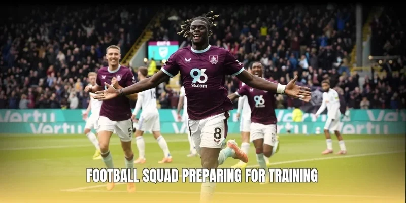 Football squad preparing for training