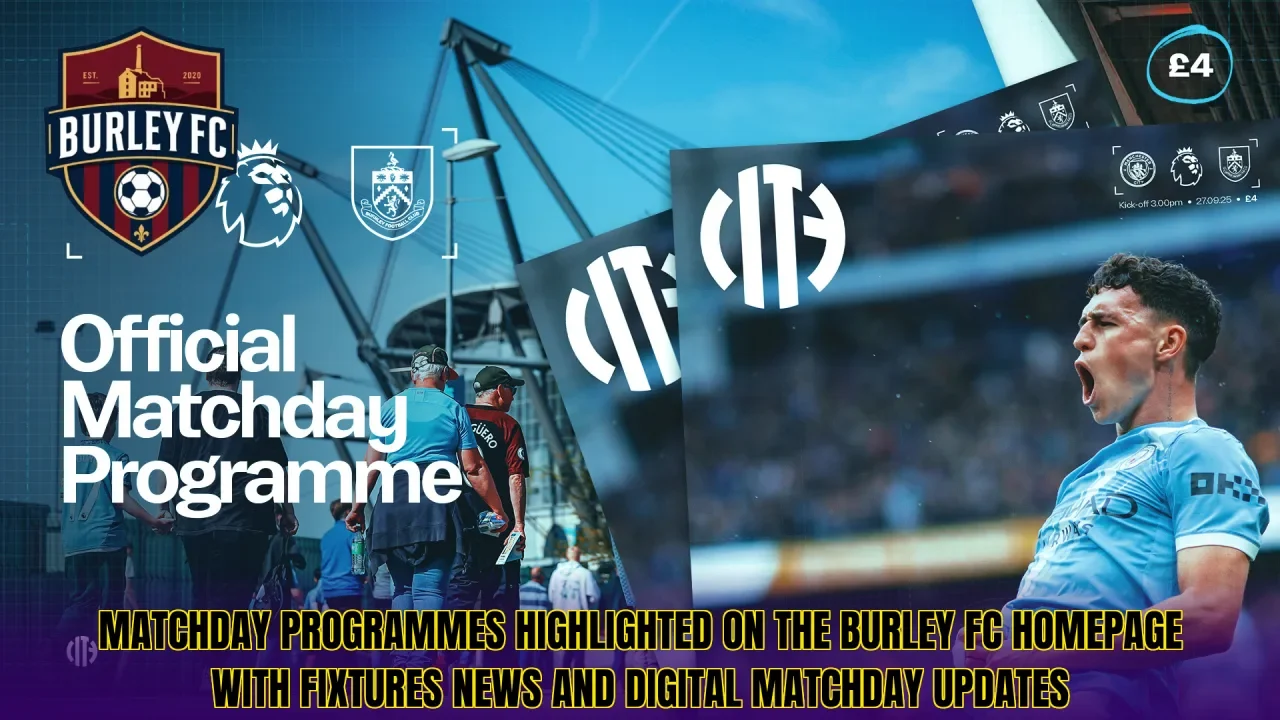 Matchday programmes highlighted on the Burley FC homepage with fixtures news and digital matchday updates