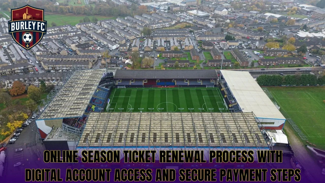 Online season ticket renewal process with digital account access and secure payment steps