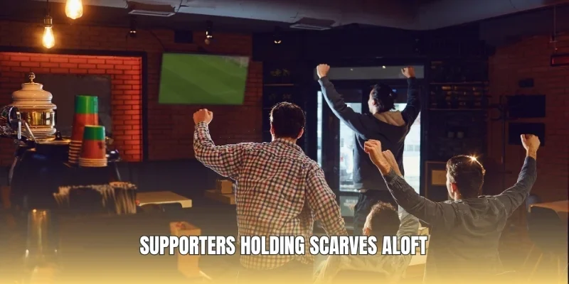Supporters holding scarves aloft