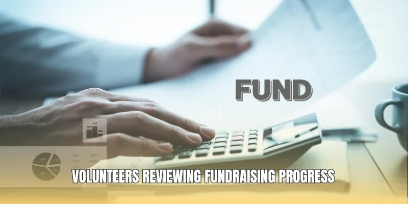 Volunteers reviewing fundraising progress