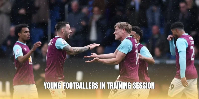 Young footballers in training session