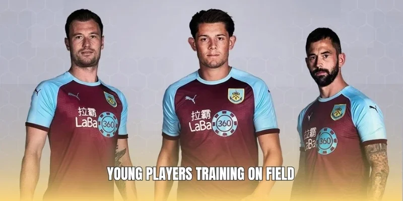 Young players training on field