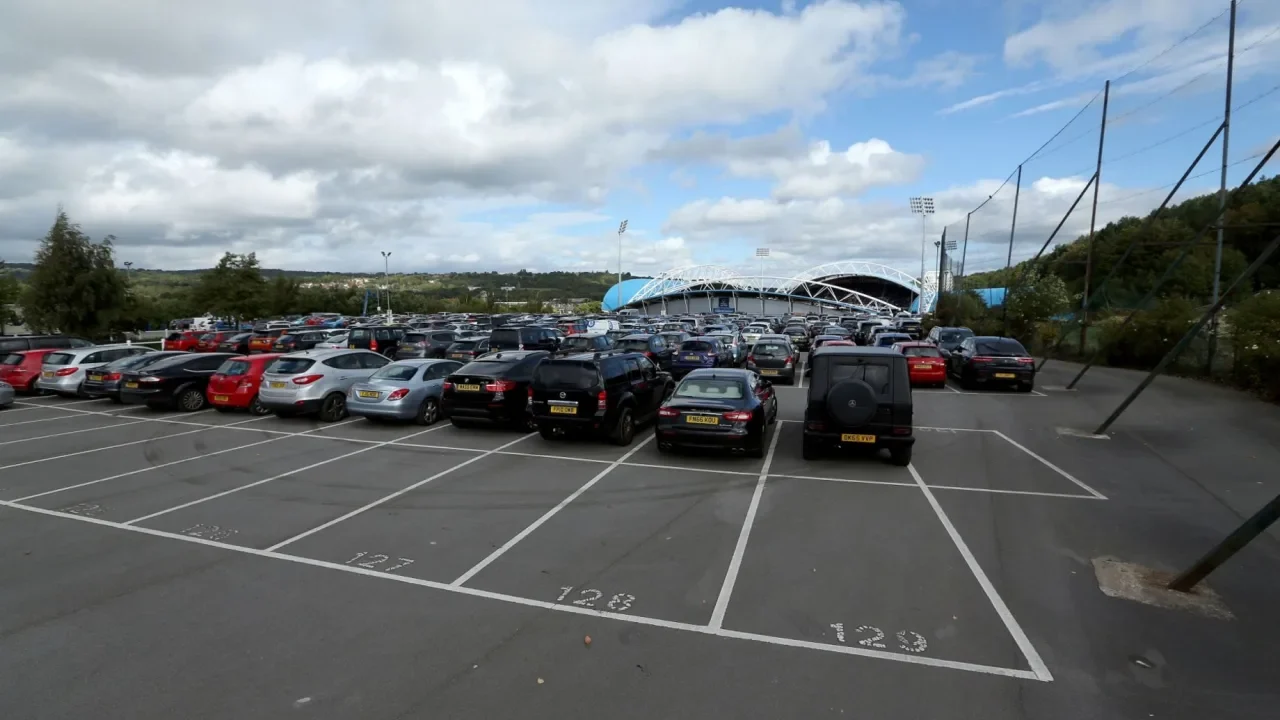 Matchday parking with booking options, pricing information, and payment guidance